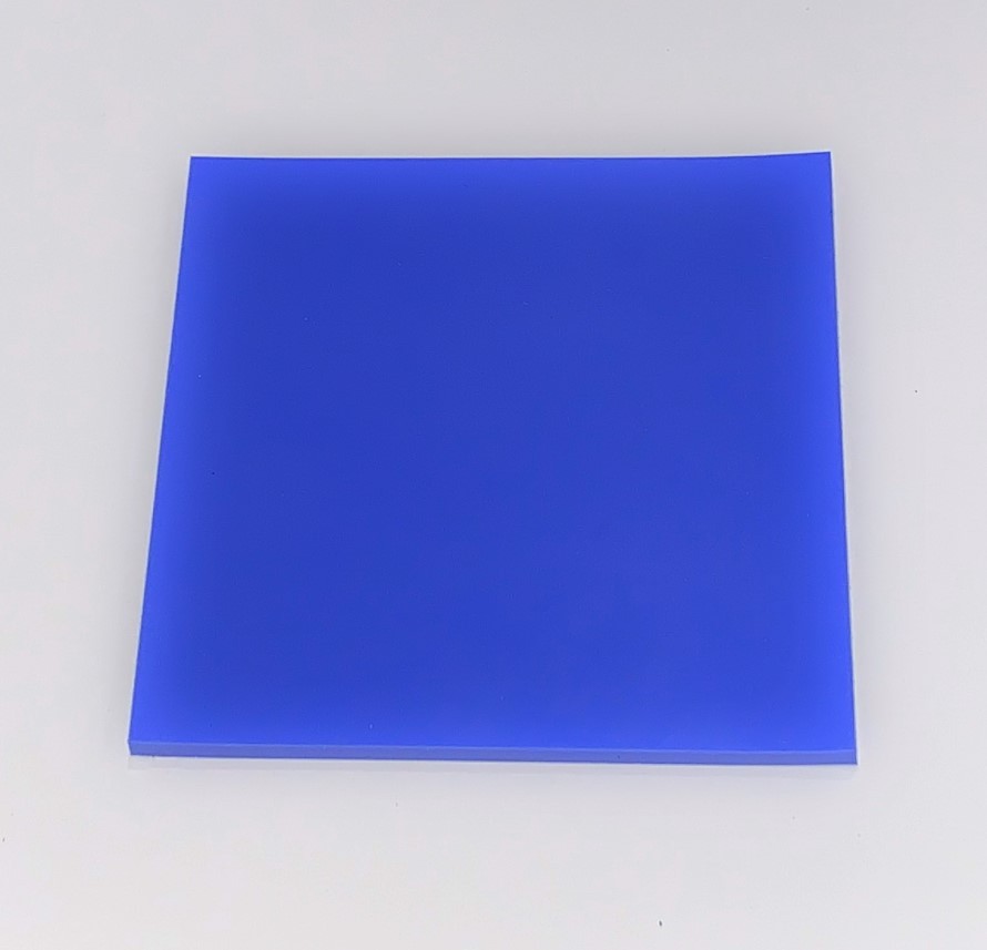 Plaque silicone bleu alimentaire 60 sh° (±5) 100 mm x 100 mm x 8mm (±0,5)  épaisseur
